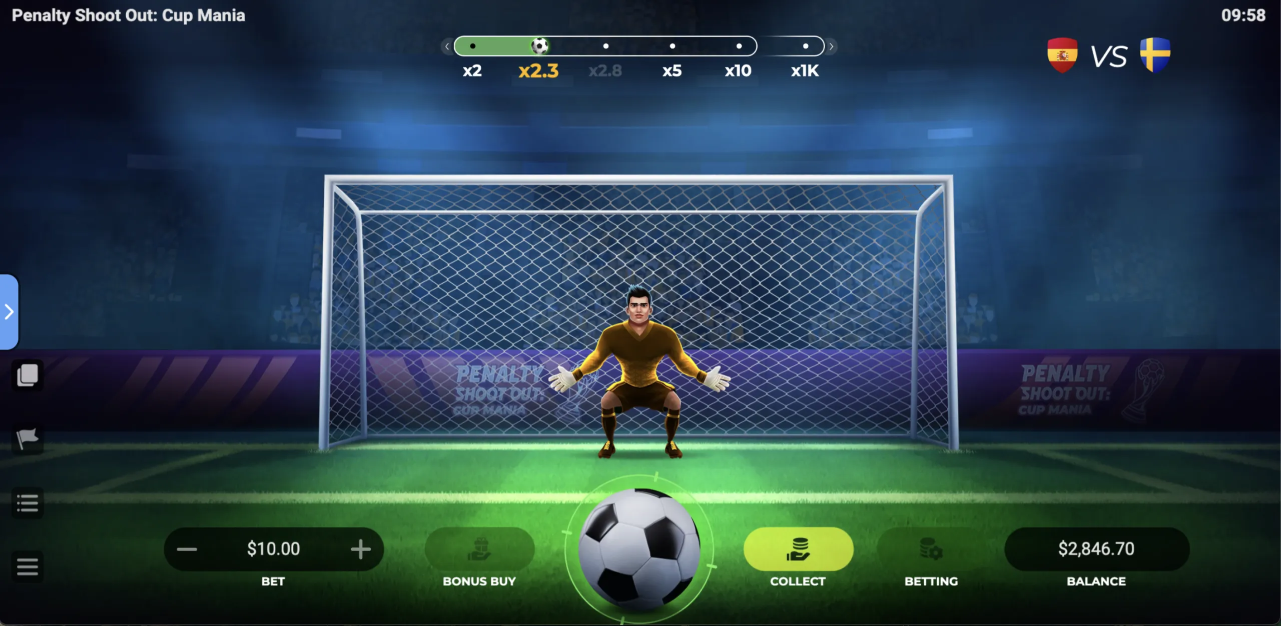 penalty shoot out cup mania — banner principale su Slotuna Casino